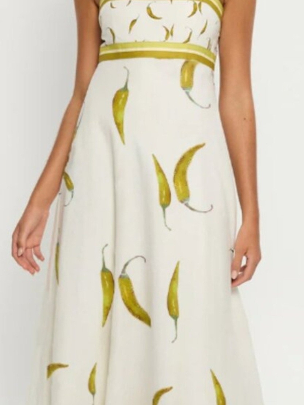 Rachel Zoe Strapless White Dress with Yellow Chili Print